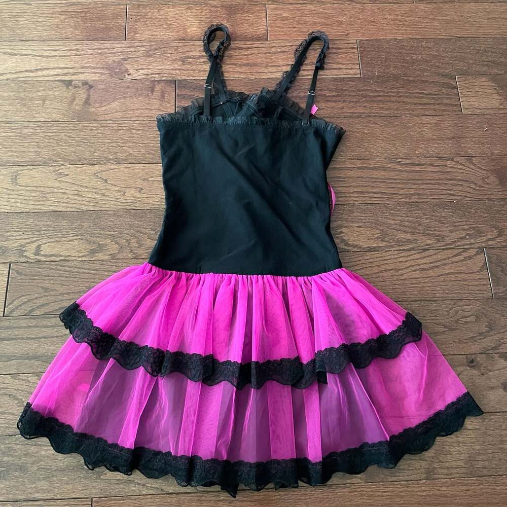 Widow Dolls Kill Pink Black Corset Babydoll Dress Goth S - Picture 11 of 12